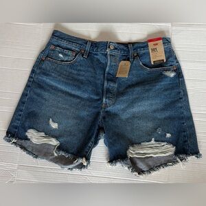 Women's Levis 501 Button Fly Shorts High Rise Mid-Thigh Jean Shorts SZ 34
